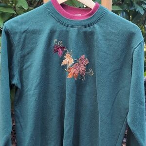 Vintage Top Stitch Fall Golden Leaf Winter Sweater